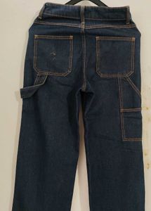 Dark Wash Wide Leg Cargo Jeans