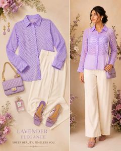 Elegant Lavender Sheer Textured Shirt