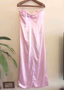 Stunning Pink Satin Maxi Dress