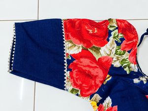 Navy Blue Floral Print Lehenga Choli Set💙💛