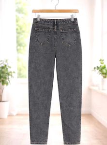 Grey Acid Wash Mom Jeans
