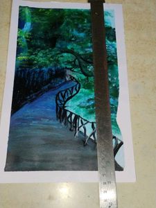 Serene Forest Path Watercolor Painting
