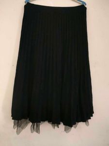 Black Pleated Midi Skirt
