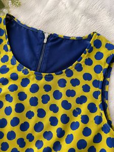 Yellow &amp; Blue Polka Dot Sleeveless Top