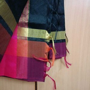 Elegant Black Saree with Gold Border