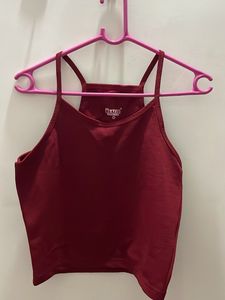 Maroon Spaghetti Strap Crop Top