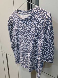 Cute Floral Print Puff Sleeve Top