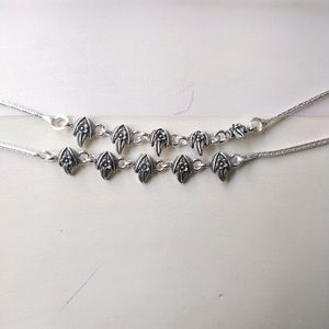 Pure Silver Oxidised Payal Anklet 1pair