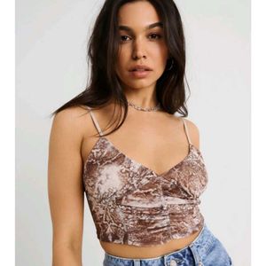211412. Snake Print Ruched Camisole Top