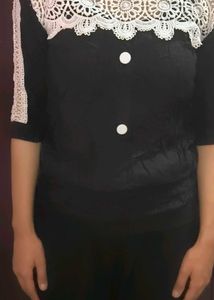Black Lace Trim Top