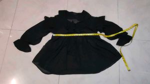 Chic Black Ruffle Sleeve Top