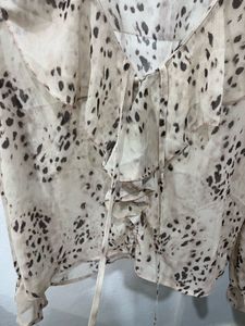 Chic Ruffle Blouse with Animal Print