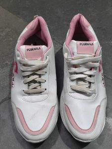 White &amp; Pink Posewalk Sneakers