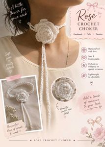 Handmade Crochet Rose Choker 🌹🤍