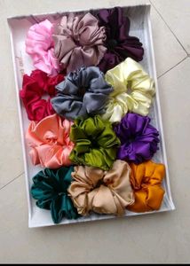 Set of 12 Satin Scrunchies