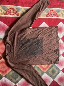 Brown Graphic Print Long Sleeve T-Shirt