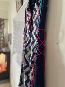 Stylish Navy Blue Zig Zag Print Kurta