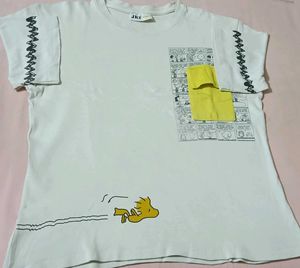White Cartoon Graphic T-Shirt
