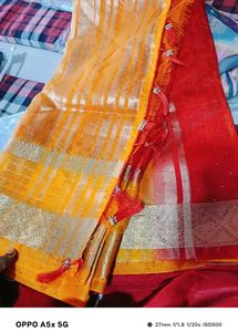 Beautiful Red Saree with Golden Border