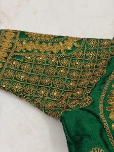Embellished Green Silk Blouse