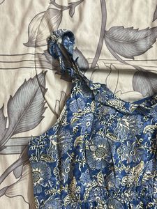 Blue Floral Print Summer Dress