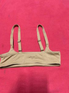 Beige Ribbed Bralette