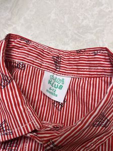 Boys Red Striped Short Sleeve Shirt