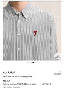 AMI Paris Striped Button-Up Shirt