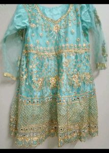 Aqua &amp; Gold Embellished Dress