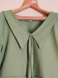 Green Puff Sleeve Tie Top