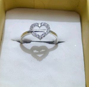 Heart shape pure silver ring