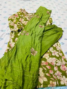 Green Floral Kurta Set with Dupatta