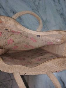 Floral Jute Tote Bag