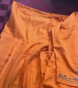 Embroidered Orange Kurta Set