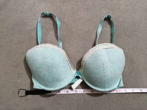 Light Blue Bra with Lace Trim
