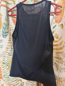 Sleek Black Mesh Tank Top for swimming or work out