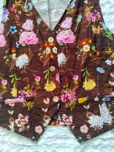 Boho Floral Print Sleeveless Vest