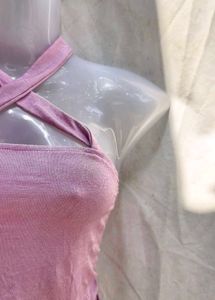 Chic Lavender Halter Neck Crop Top