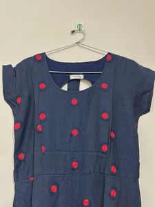 Navy Blue Polka Dot Maxi Dress