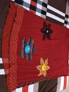Red Floral Dupatta