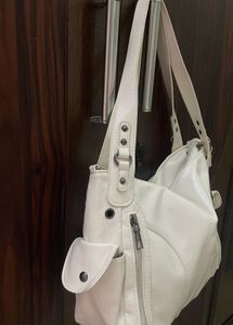 Stylish White Faux Leather Shoulder Bag