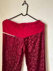 Elegant Maroon Brocade Palazzos