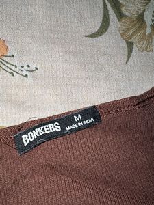 Brown Cut-Out Long Sleeve Top
