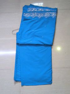 Beautiful Blue Saree with Silver Embellishments