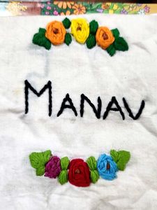Hand Embroidered White Fabric handkerchief