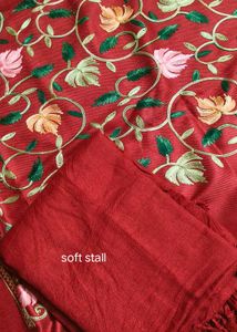 kashmiri Embroidered red dress material