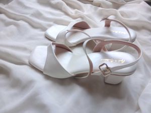 Stylish White Block Heel Sandals
