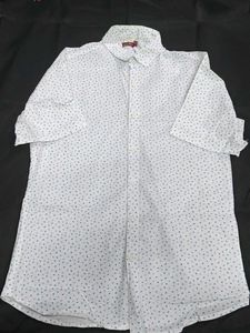 Boy's White Printed Short Sleeve Shirt