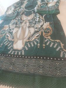 Elegant Green Printed Kurta and plazo with dupatta
