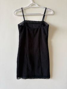 Black Lace Trim Slip Dress